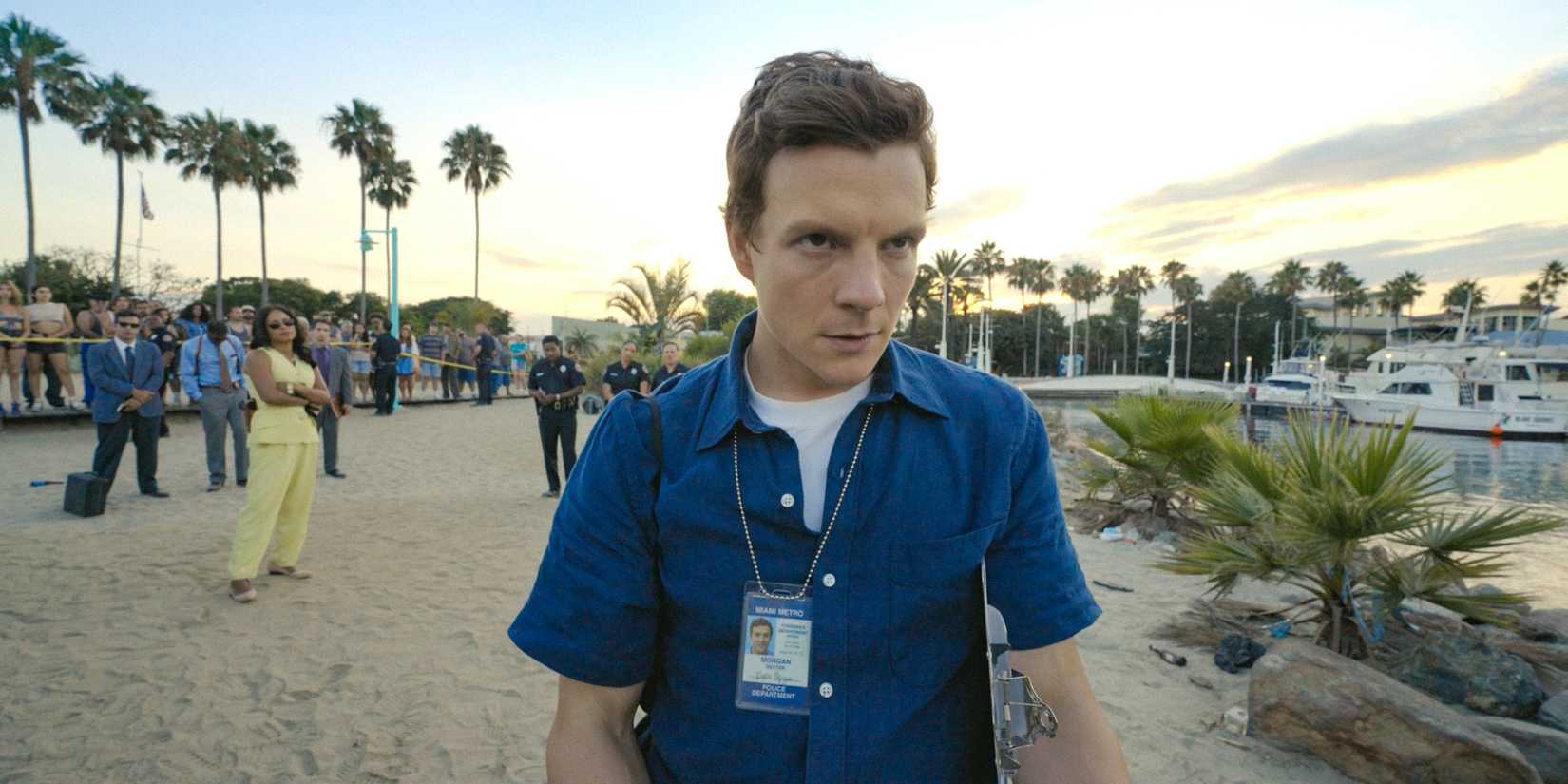 Dexter (Patrick Gibson) has a vision of how the murder he's investigating was committed in Dexter Original Sin Season 1 Ep 4