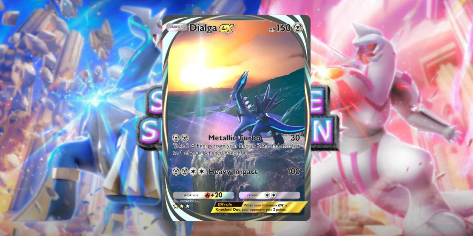 Dialga ex card from Pokemon TCG Pocket Space-Time Smackdown set