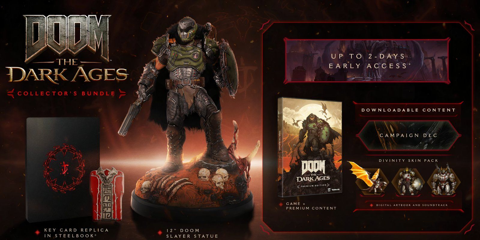 Todas las bonificaciones incluidas en las ediciones Premium y Coleccionista de DOOM: The Dark Ages.