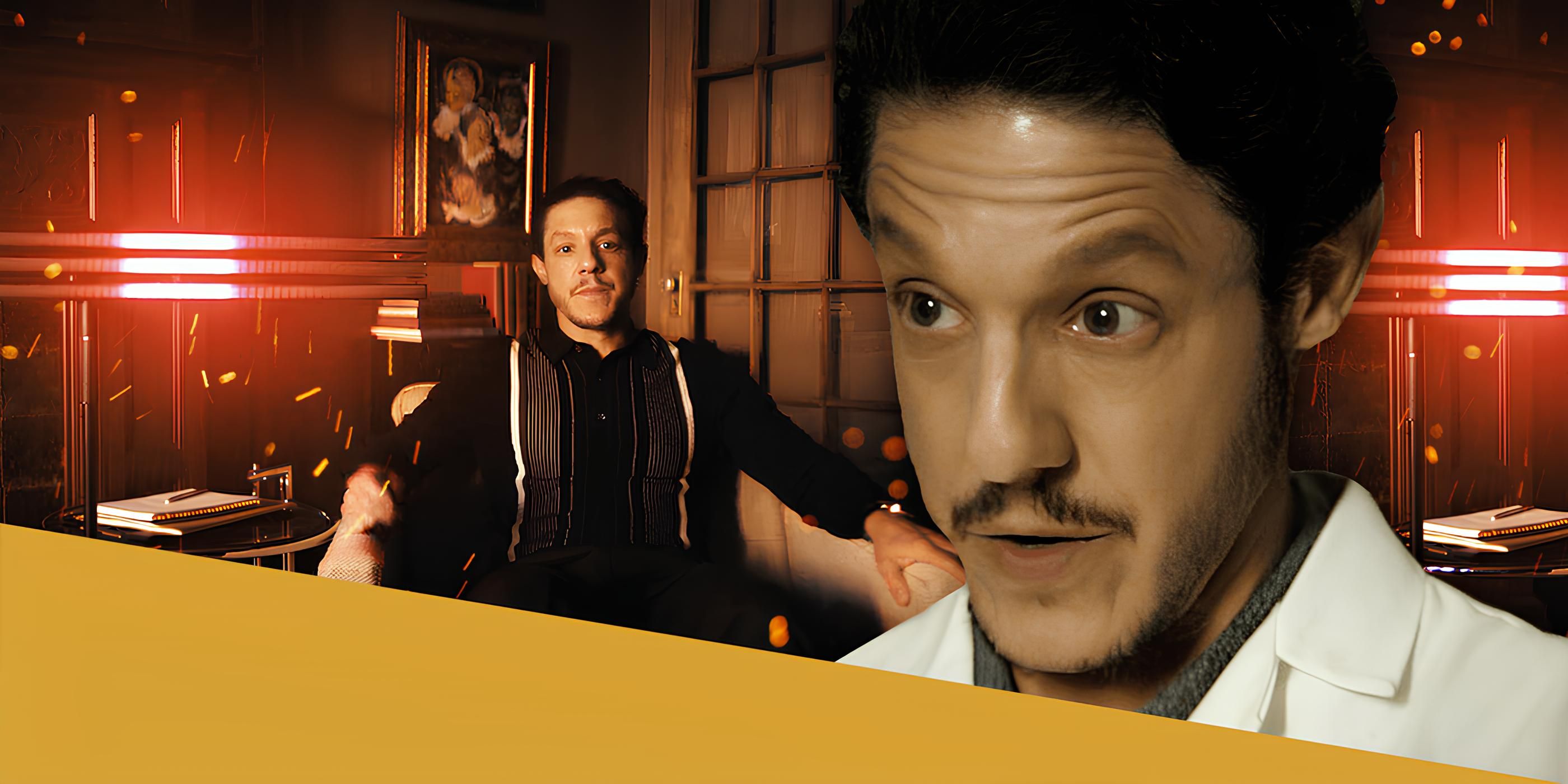 Dr. Julian Rush sitting in front of the red lights he uses to treat Sofia 