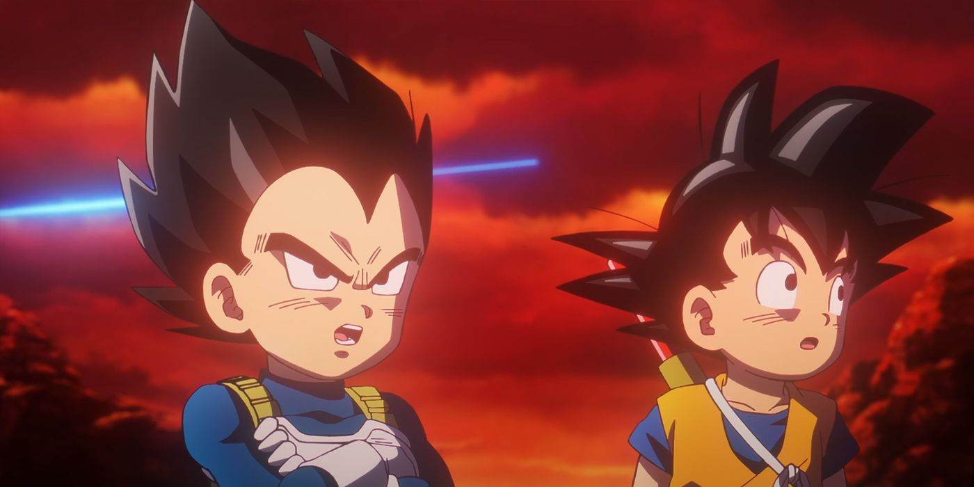 Goku and Vegeta after Vegeta recovers in the midst of battle.