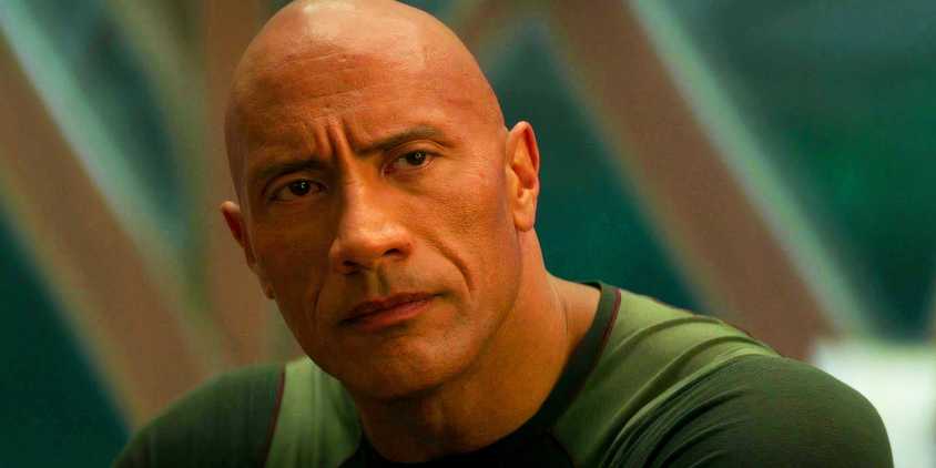 Dwayne Johnson with a grim expression in Red One