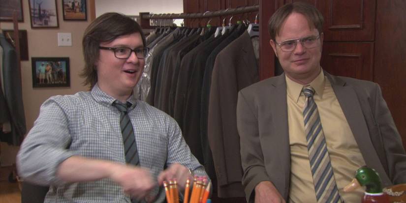 Dwight and Clark sit in an office in The Office