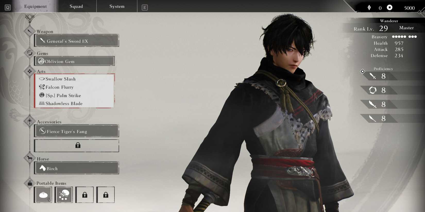 Dynasty Warriors Origins Battle Preparation Screen with player character standing.