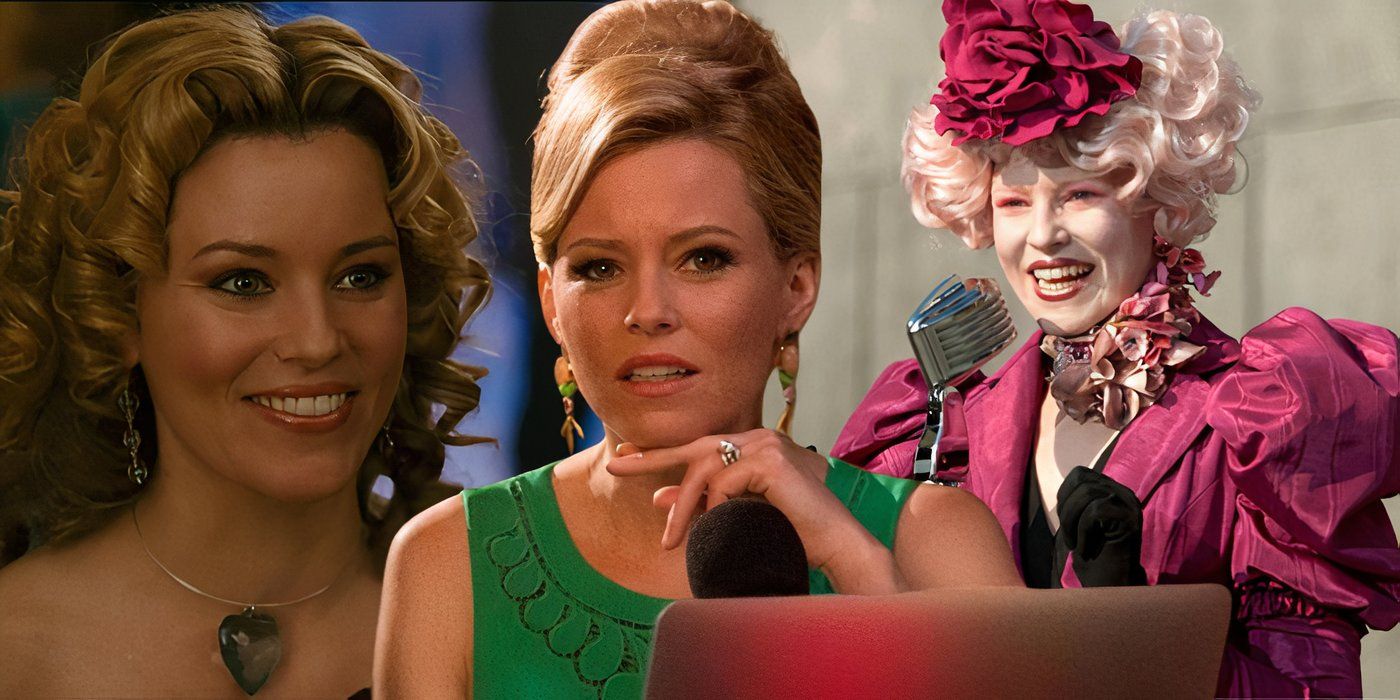 Collage of Elizabeth Banks in Zack and Miri Make a Porno, Pitch Perfect, and The Hunger Games