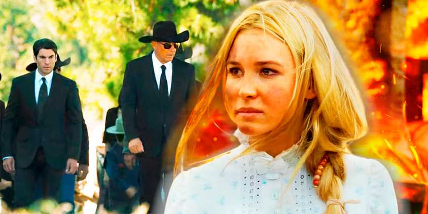 Elsa Dutton and John walking with a funeral procession after Lee Duton's funeral