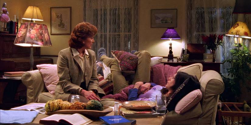 Emily takes care of Lorelai while she has a back spasm in the Gilmore Girls season 1 episode Rory's Dance