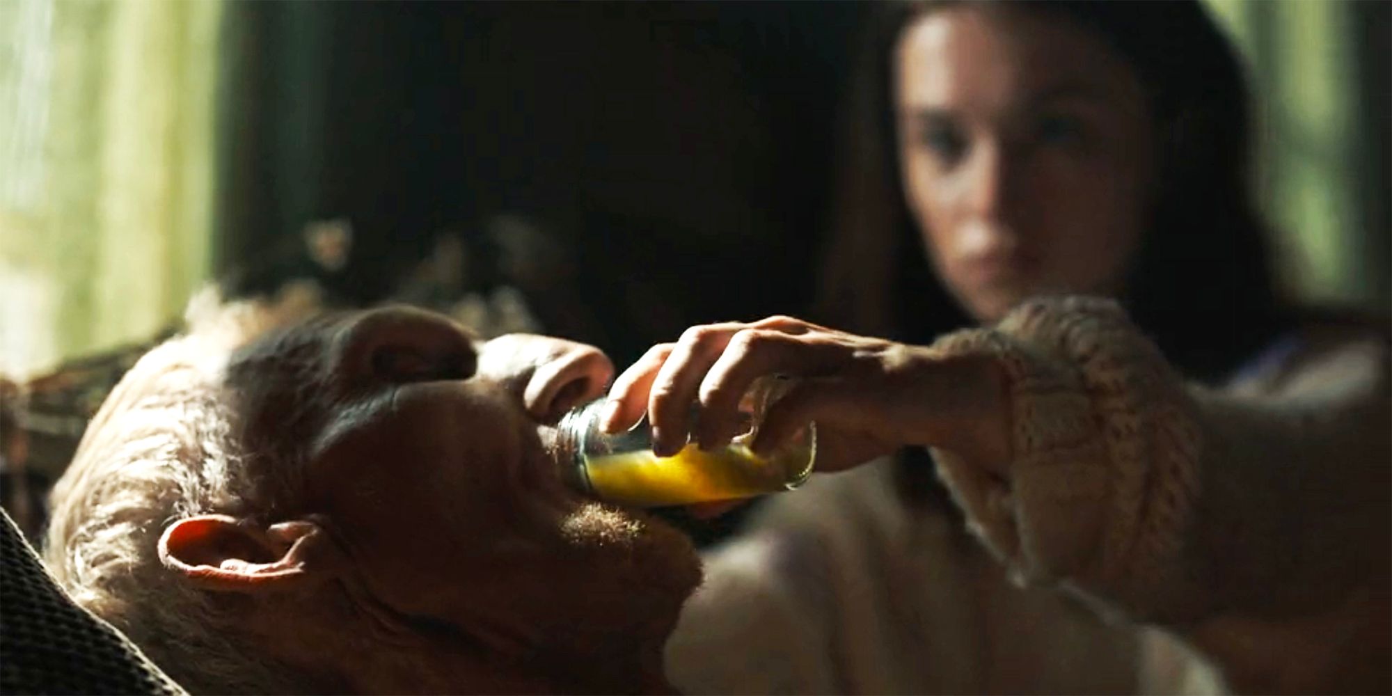 Emmaline feeding juice in Tracker episode 5