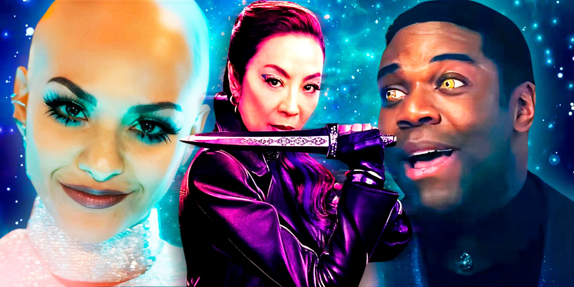 Imperador Georgiou (MIchelle Yeoh), Melle (Humberly Gonzalez) e Quasi (Sam Richardson) na Seção 31 de Star Trek