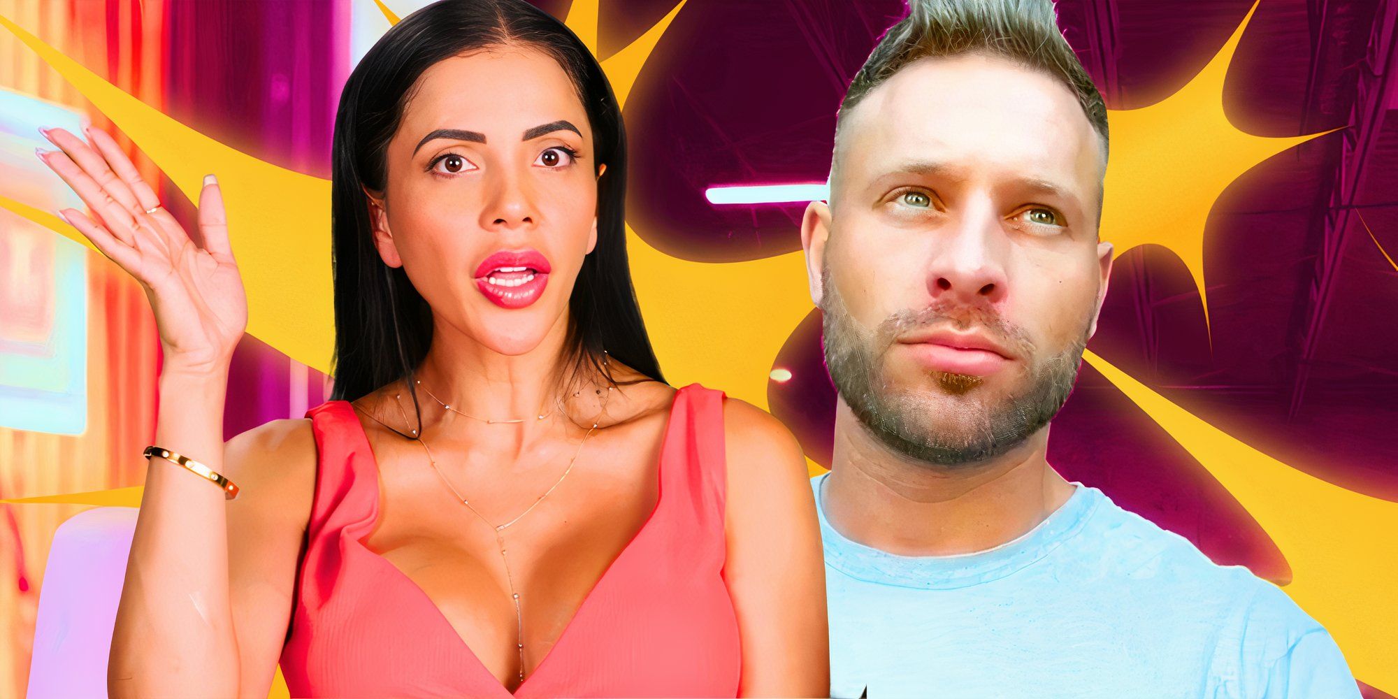 Jasmine Pineda looking serious with Matthew Branistareanu AKA Matt Branis 90 Day Fiance