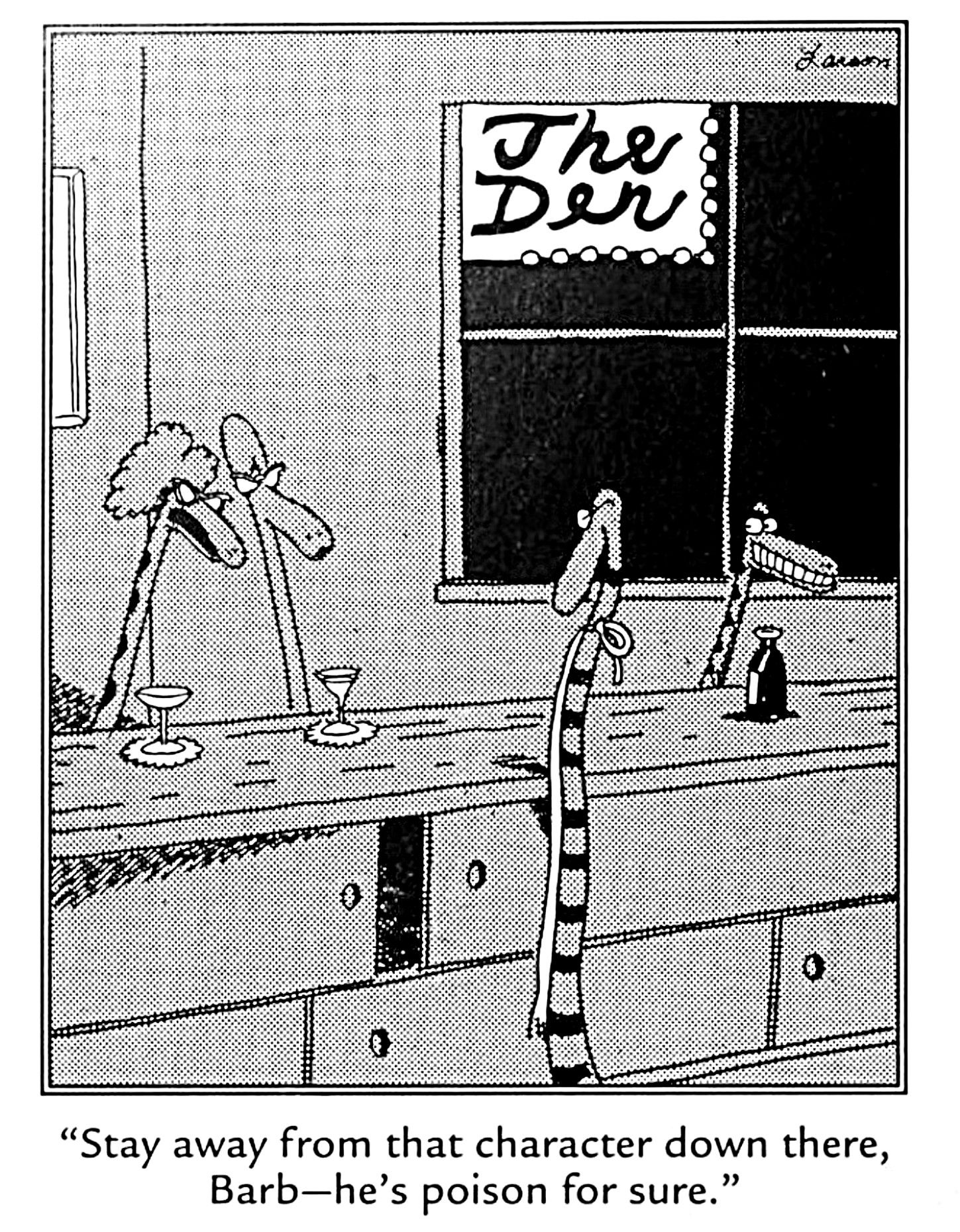 far side snakes at bar