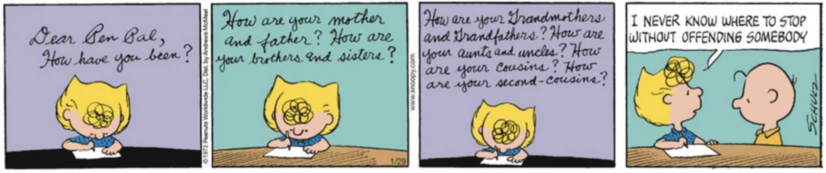 Sally writing an angry letter to pen pal.