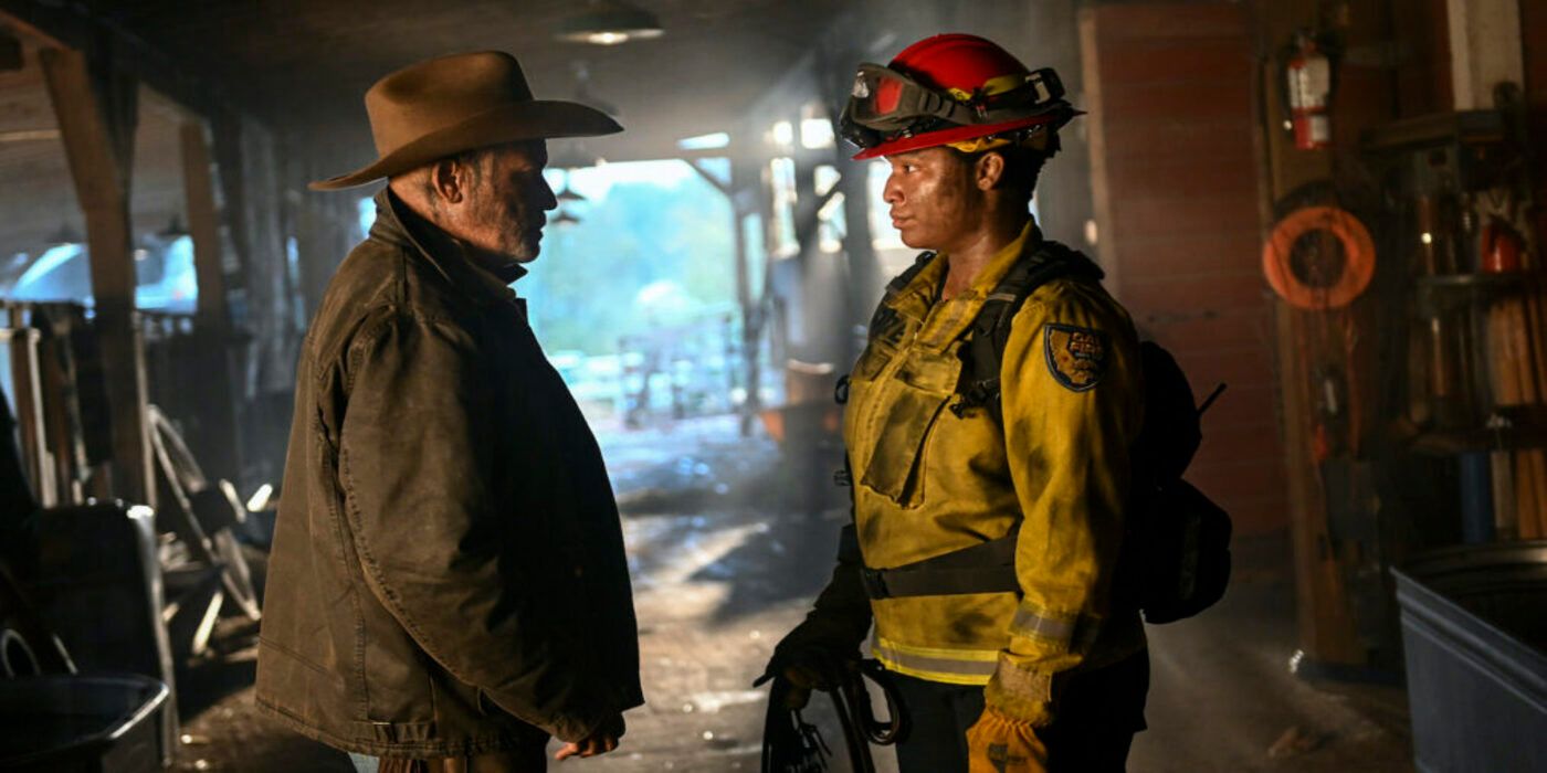 A Fire Country character talks to a civilian in season 3