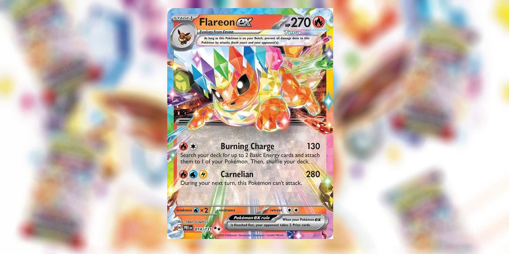 Flareon ex card in Prismatic Evolutions in Pokemon TCG