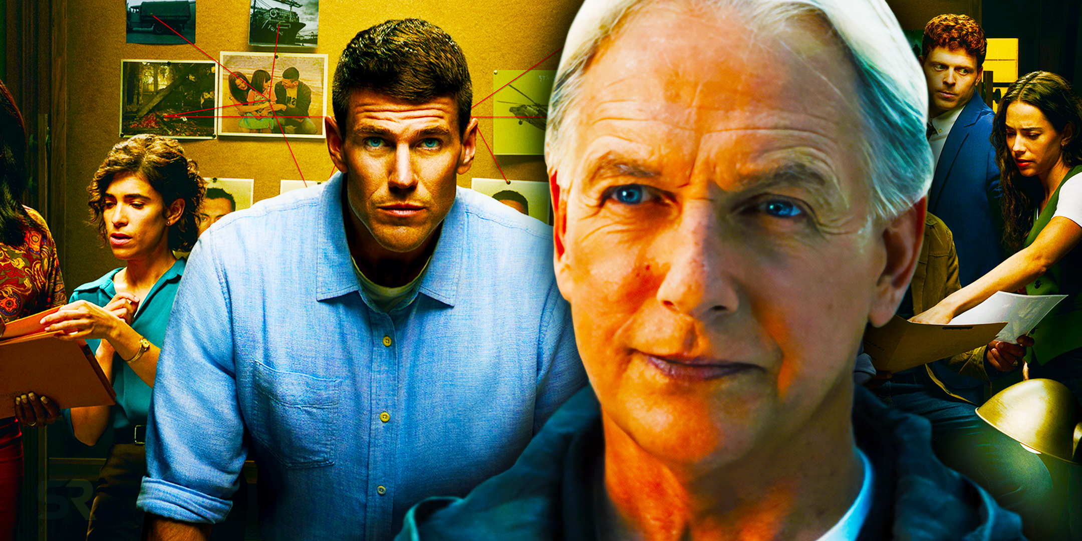 Mark Harmon As Gibbs and Austin Stowell as Gibbs in NCIS Origins