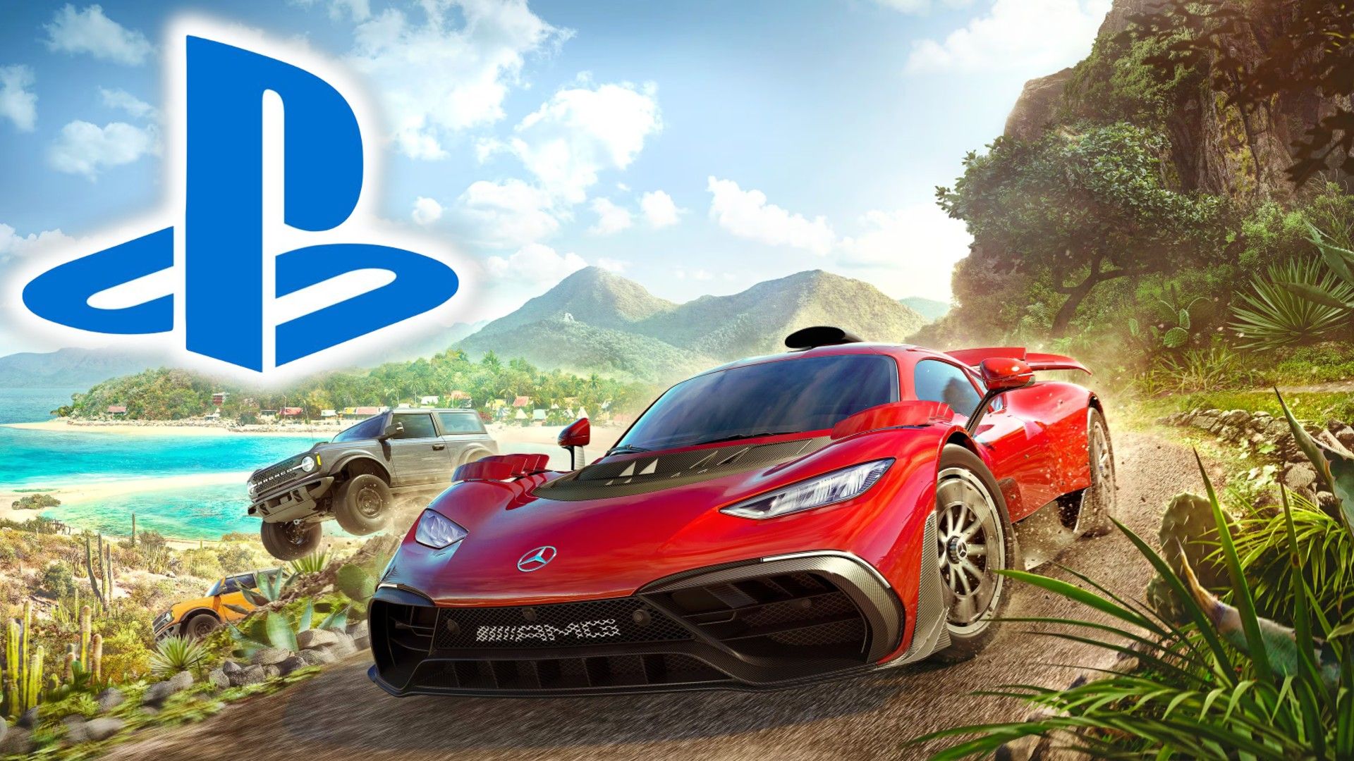 Forza Horizon 5 with PlayStation logo.