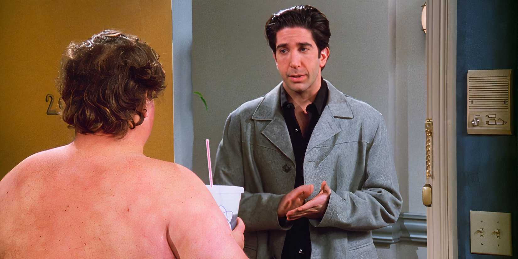 Friends Ross talking to Ugly Naked Guy