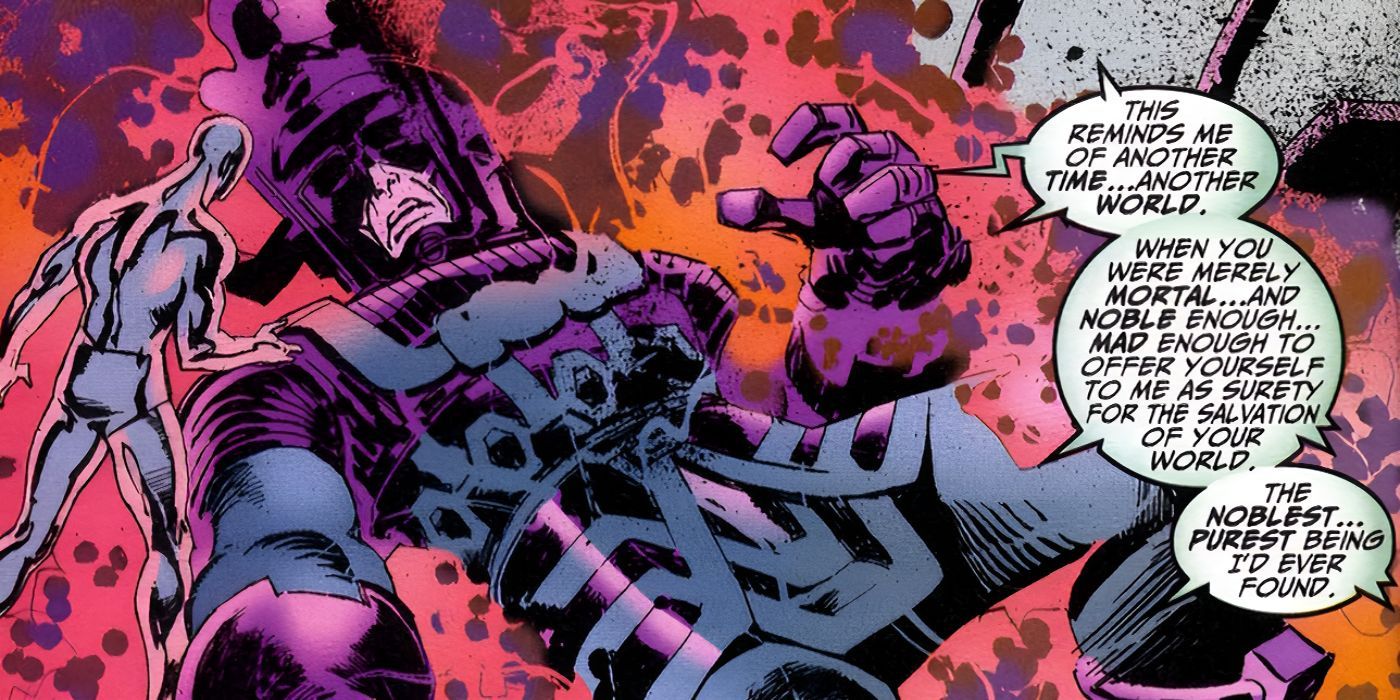 Galactus dies, praising the silver surfer.