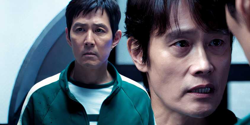 Gi-hun looks away while Front Man talks to him in Squid Game season 2
