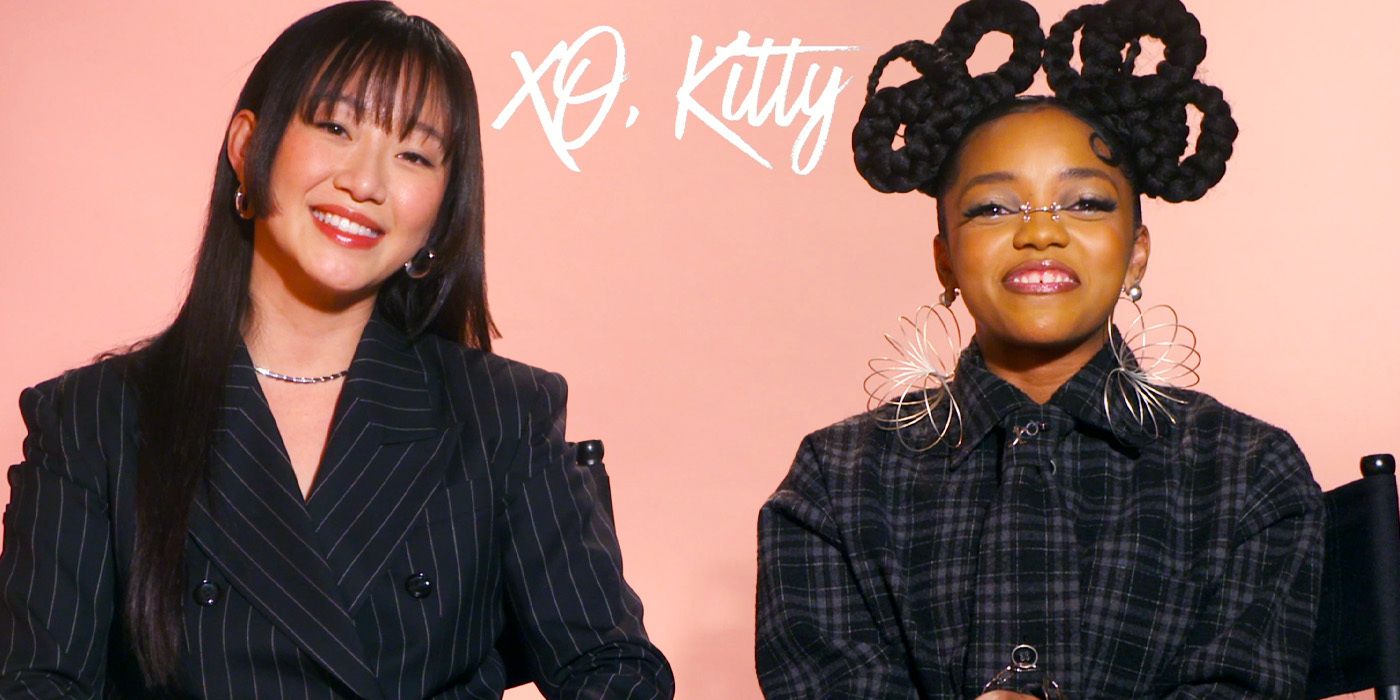 Gia Kim &amp; Regan Aliyah Dennis-Jones smiling during XO Kitty season 2 interview