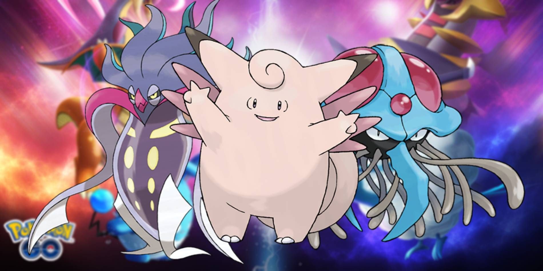 Pokémon GO Clefable, Tentacruel and Malamar in Battle League key art