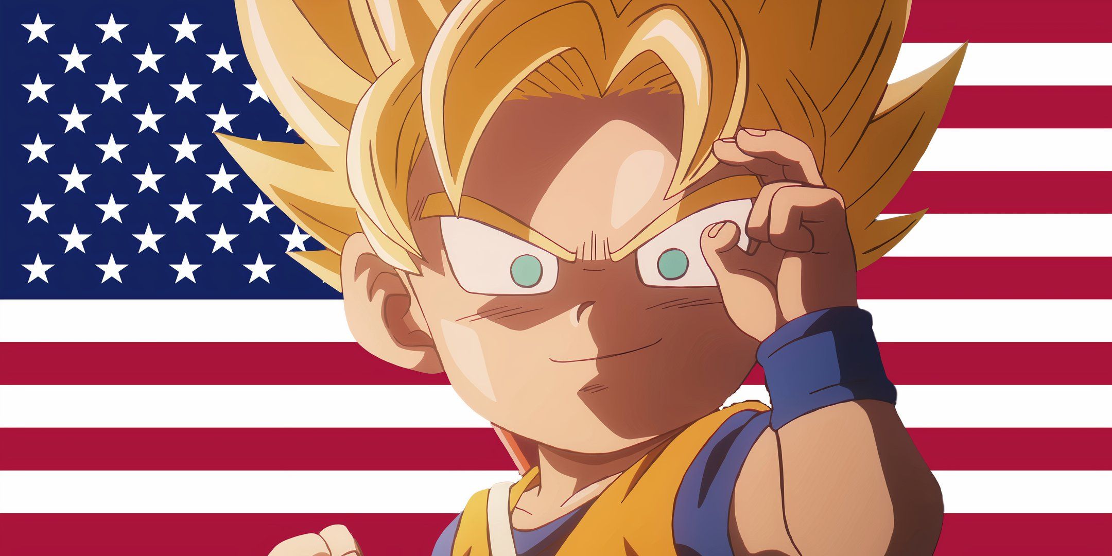 Feature header showing Goku against an American flag