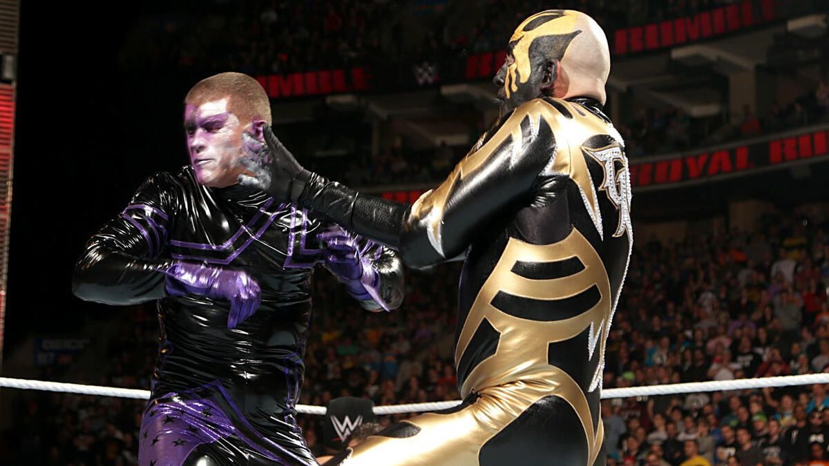 Goldust slap Stardust FKA Cody Rhodes on WWE Royal Rumble 2015