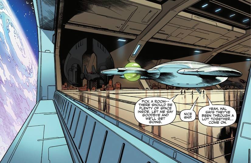 Green Lantern 19 Hal Jordan and his allies use the Interceptor as their ship