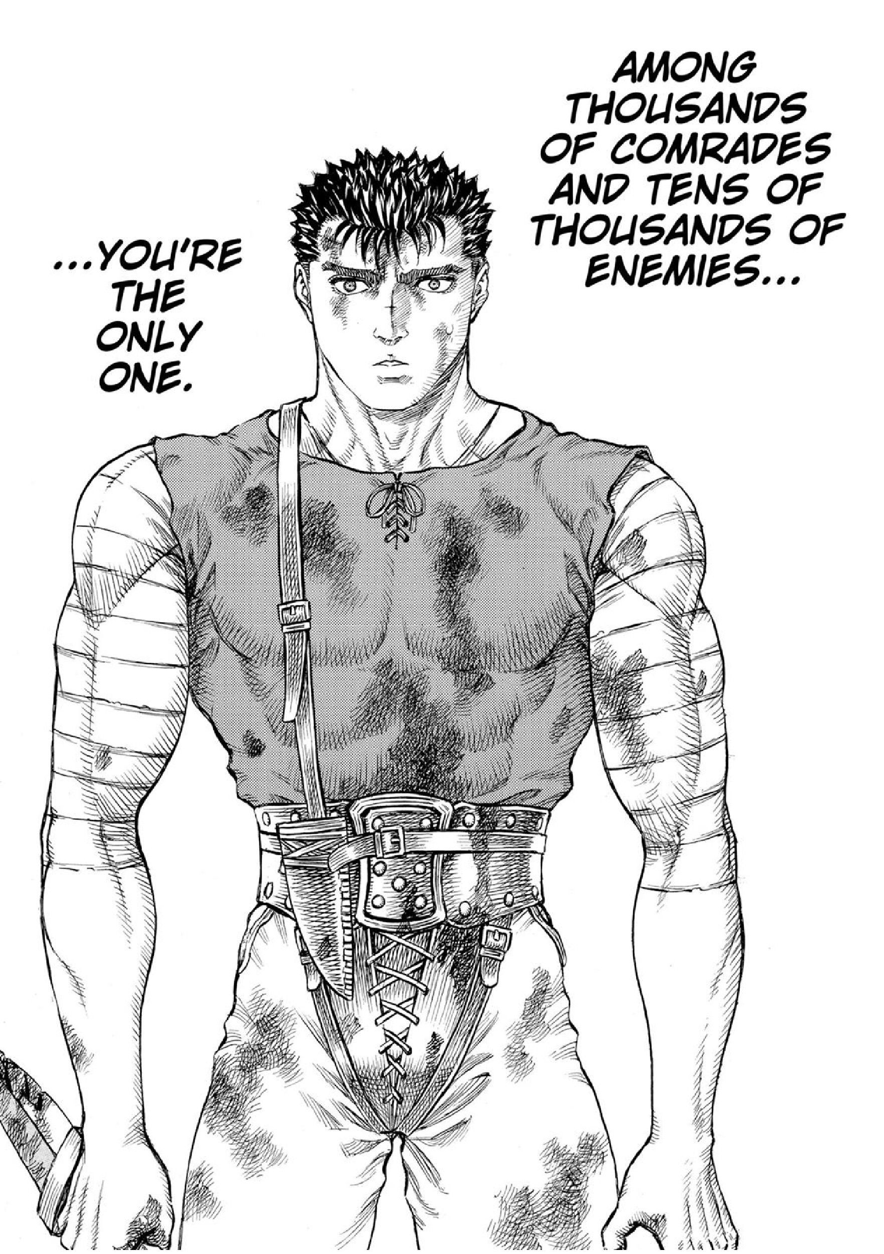 Guts olhando para Griffith chocado