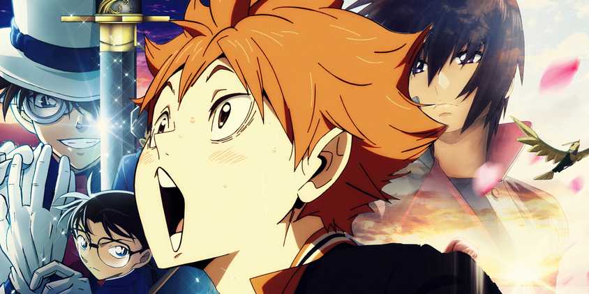 Feature header showing Haikyu, Detective Conan, and Gundam Seed Freedom