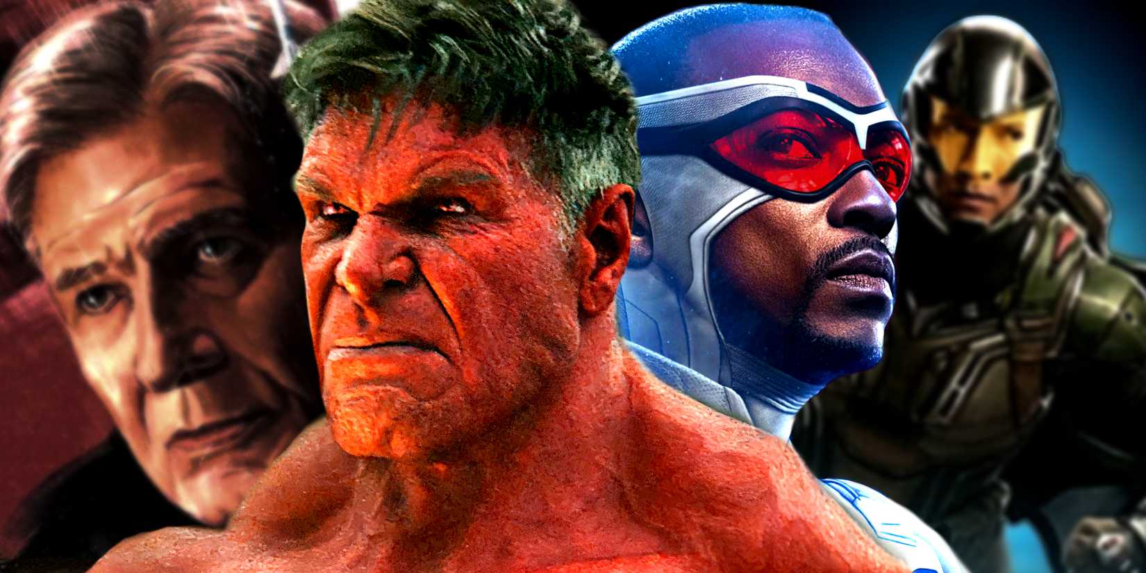 Harrison Ford's President Ross stands next to Red Hulk and Anthony Mackie's Sam Wilson stands next to Joaquin Phoenix a.k.a Falcon in Captain America_ Brave New World
