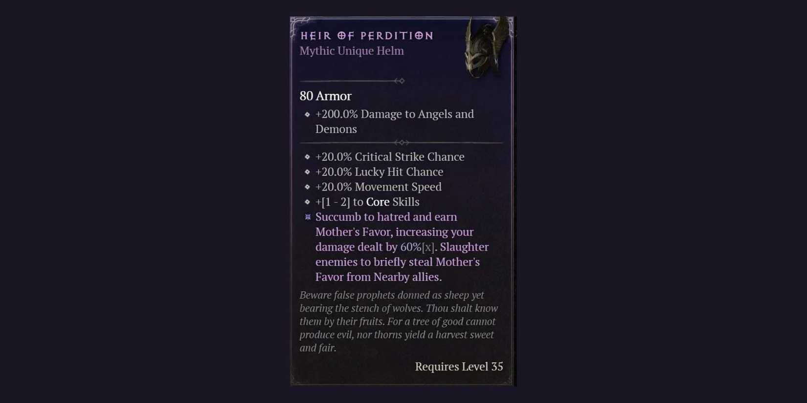 Heir of Perdition item from Diablo 4