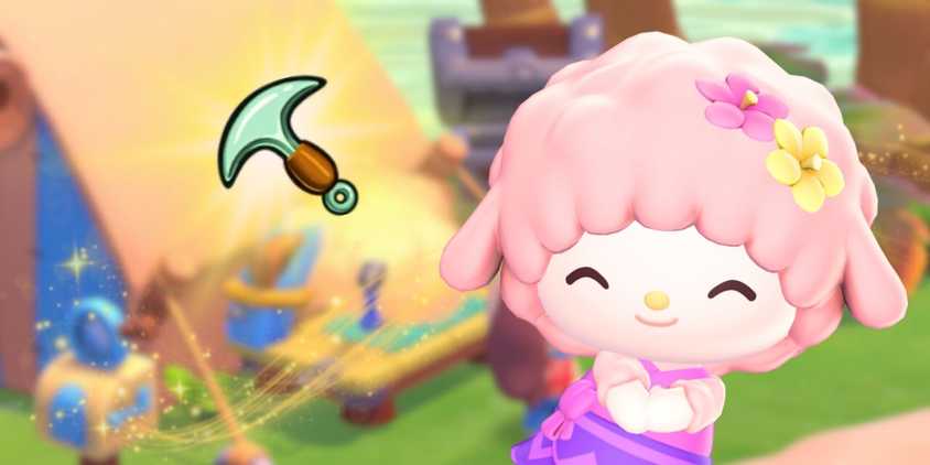 My Little Piano next to a pickaxe crafting symbol in Hello Kitty Island Adventure