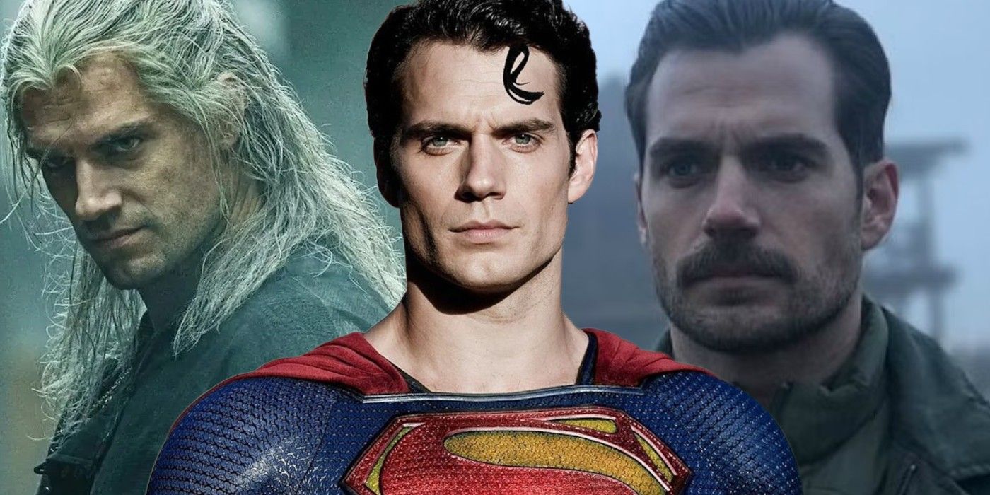 Collage of Henry Cavill in Witcher, Man of Steel and Mission Impossible