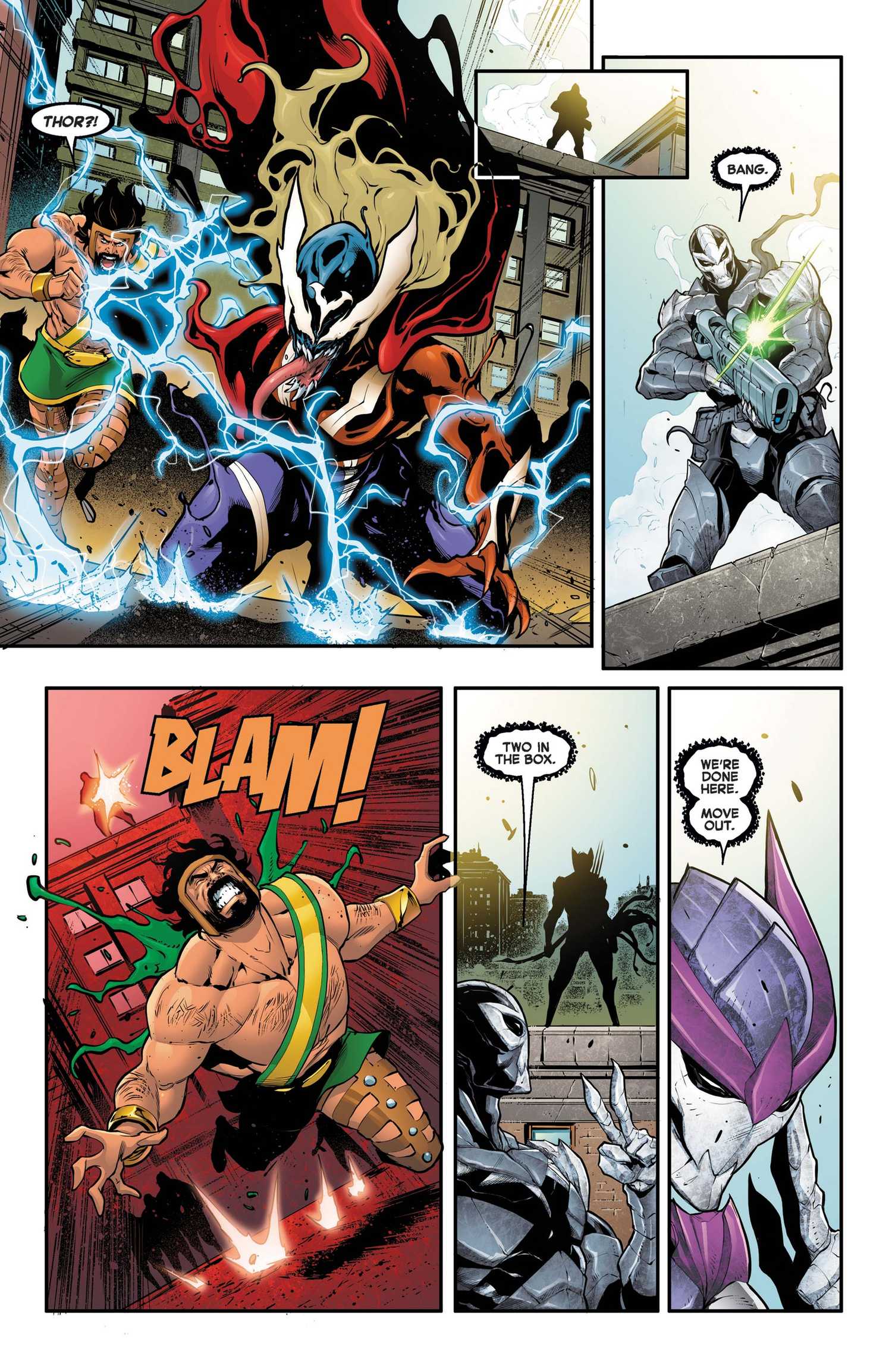 Comic book page: Hercules is infected with a Venom Symbiote in Venomized #1