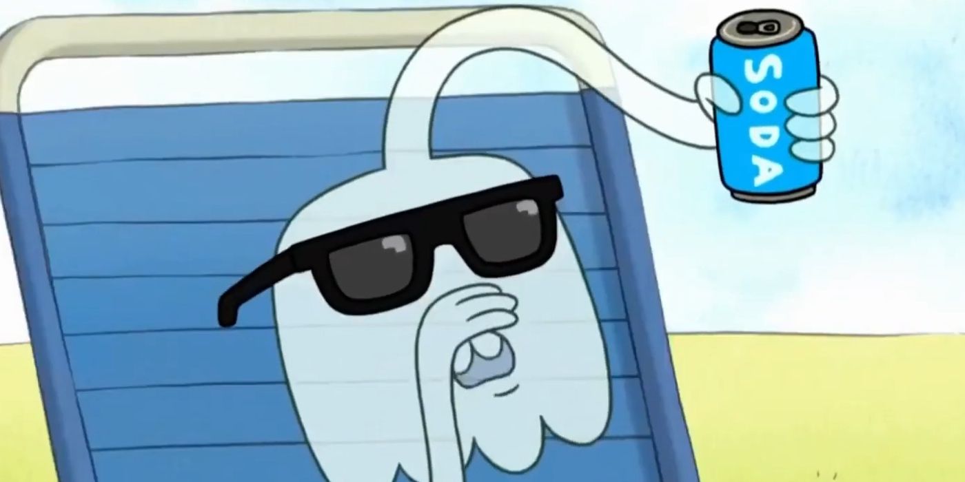 Hai Lima Hantu minum soda di Regular Show