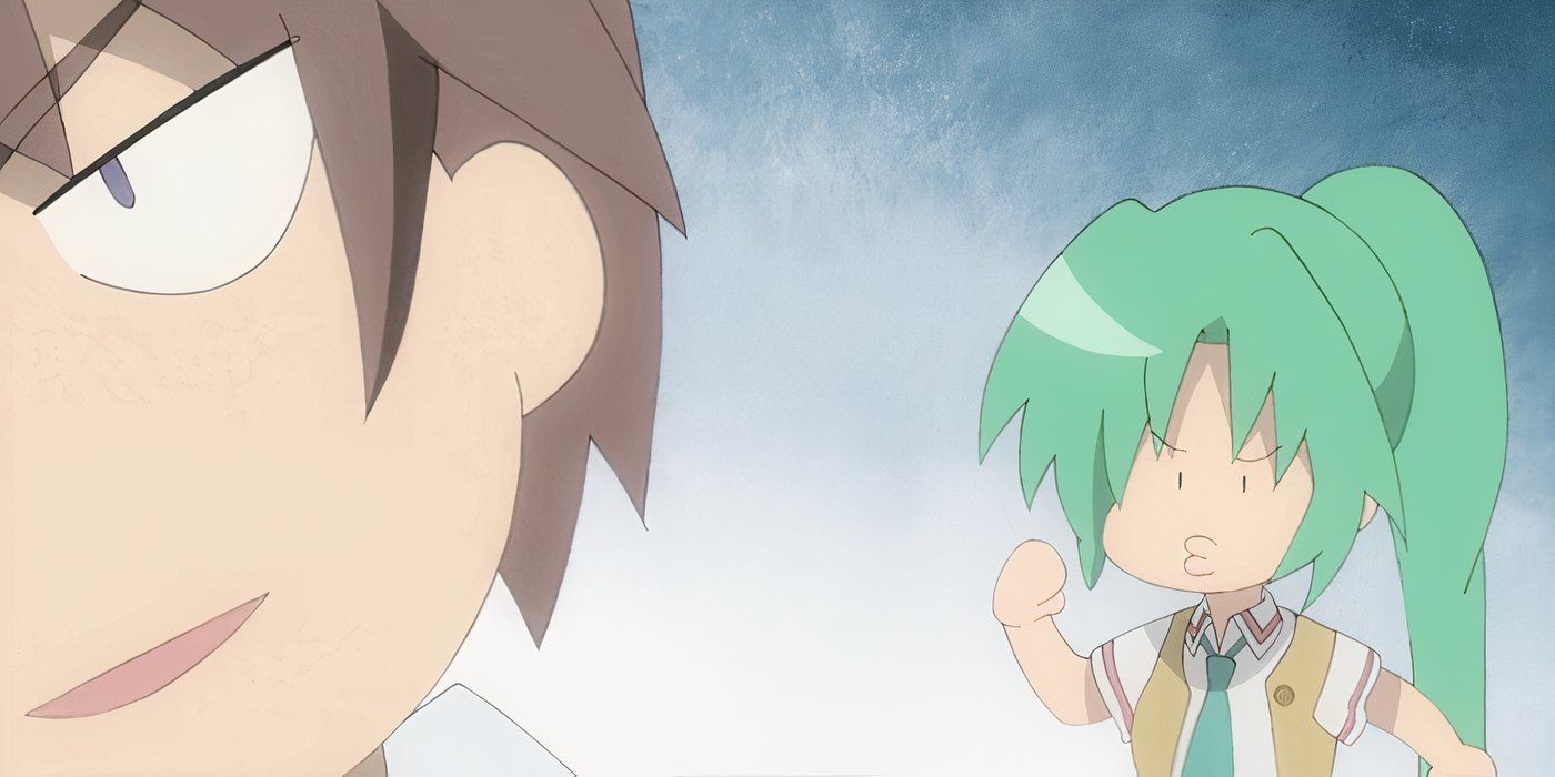 A shot of chibi Keiichi and Shion from Higurashi 2006.
