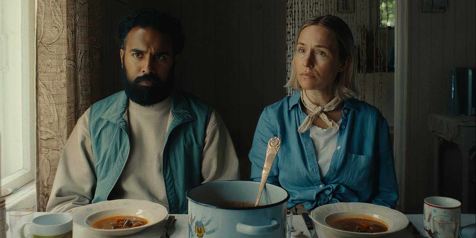 Himesh Patel and Sarah Goldberg in Bubble and Squeak