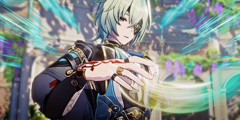 Honkai Star Rail's Anaxa conjures a flow of energy from their hand.