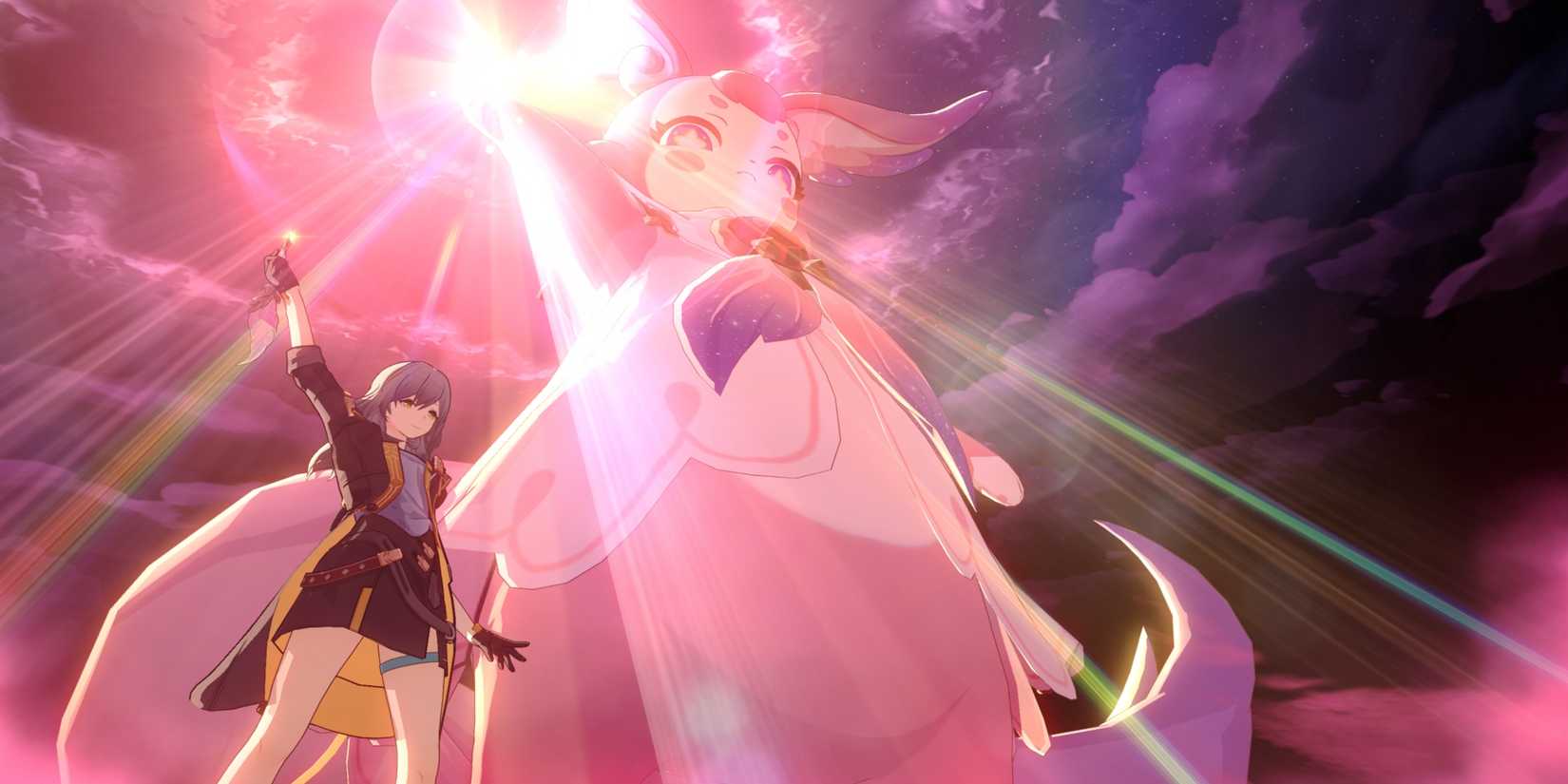 Honkai Star Rail's Remembrance Trailblazer and Mem engage in battle.