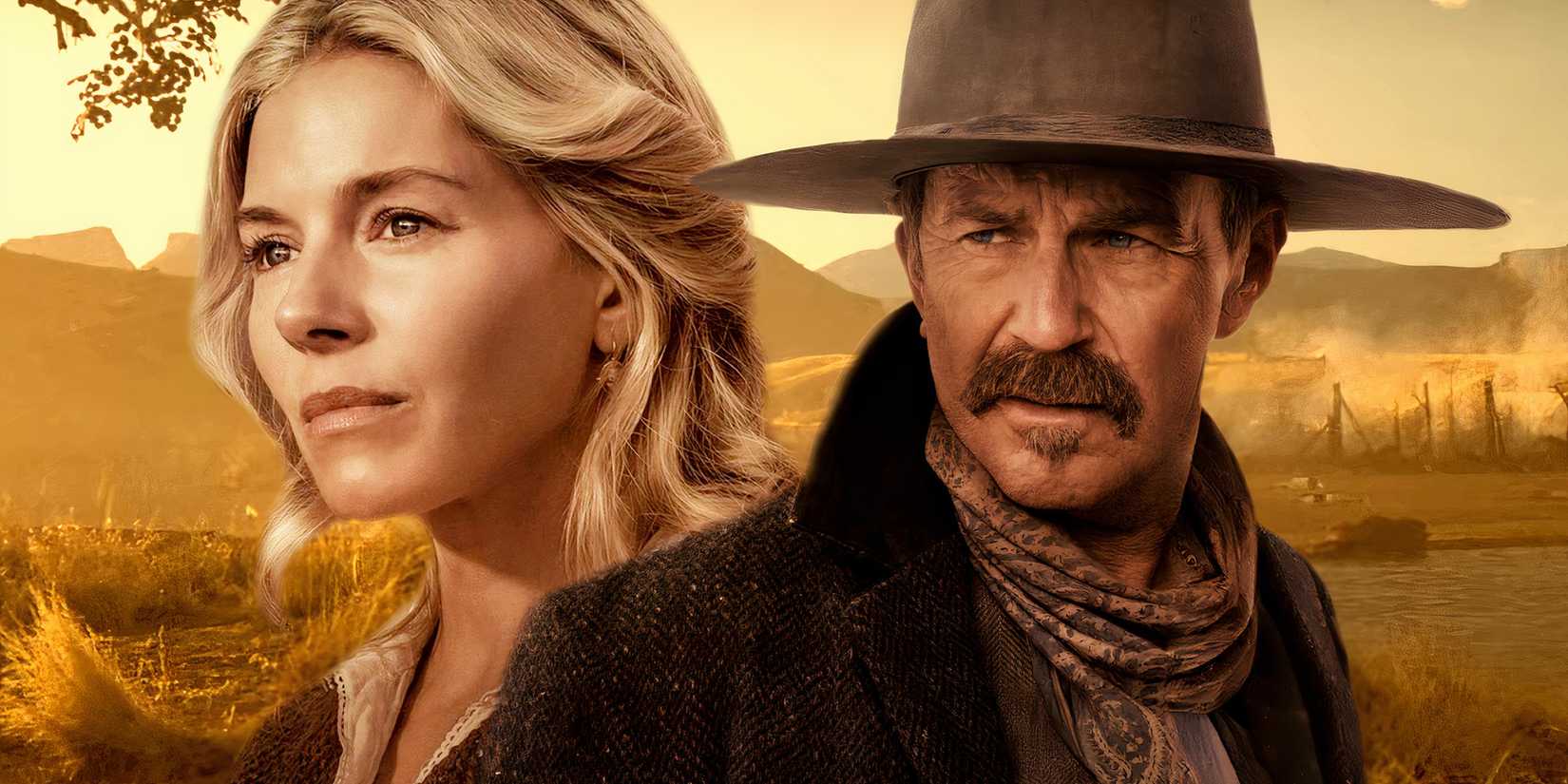 Actor Kevin Costner and actress Sienna Miller imagery from Horizon: An American Saga - Chapter 1.
