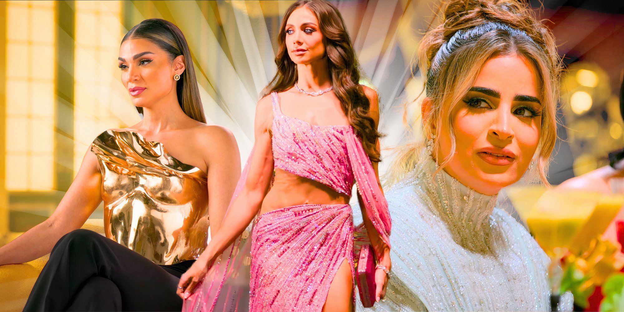 montage of Dubai bling 3 cast members, Farhana Bodi , Kris Fade , Safa Siddiqui