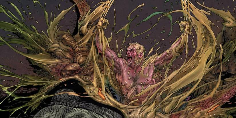 Wolverine bursting out of Hulk's stomach.