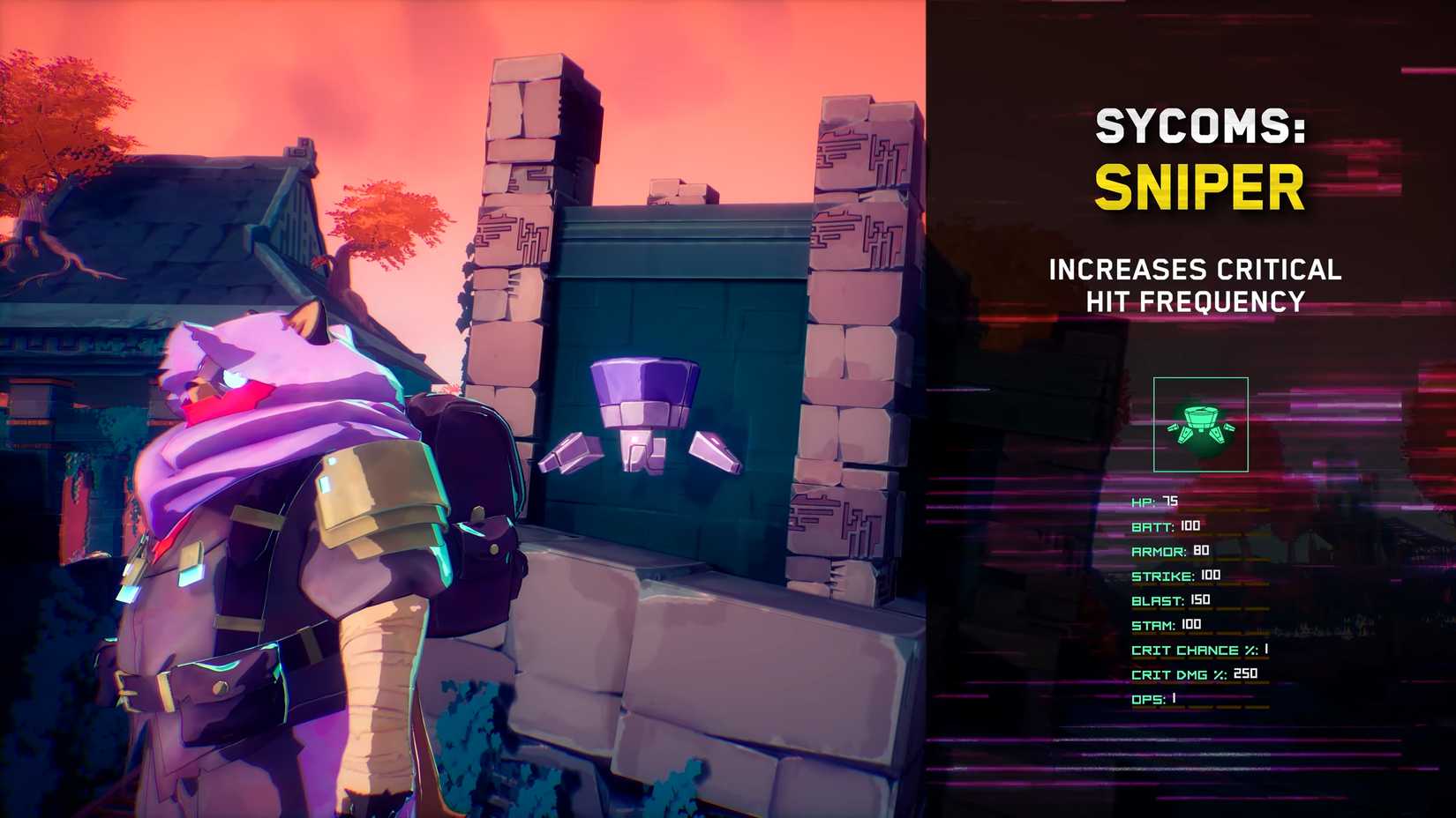 Goro's Sniper Sycom & stats in Hyper Light Breaker 