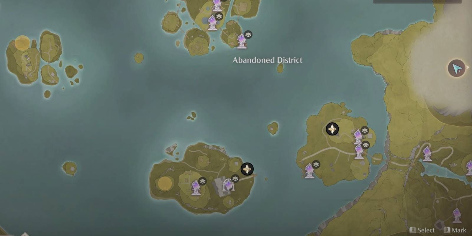 Infinity Nikki spawn locations of Greedy Pouches in Abandoned District area