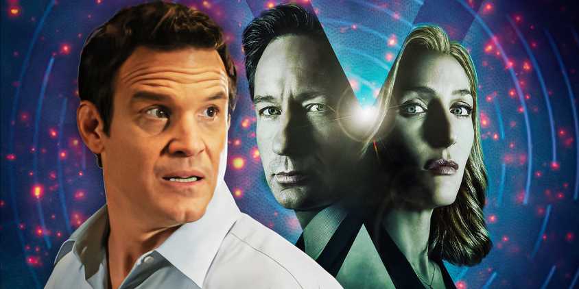 David Duchovny as Fox Mulder and Gillian Anderson as Dana Scully in The X-Files and Eddie McClintock as Pete Lattimer in Warehouse 13.