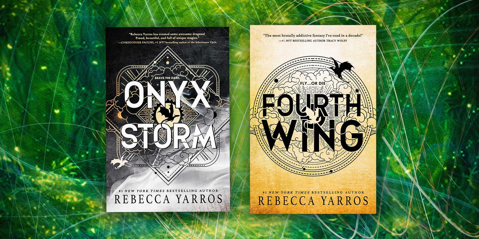 Fourth Wing and Onyx Storm book covers