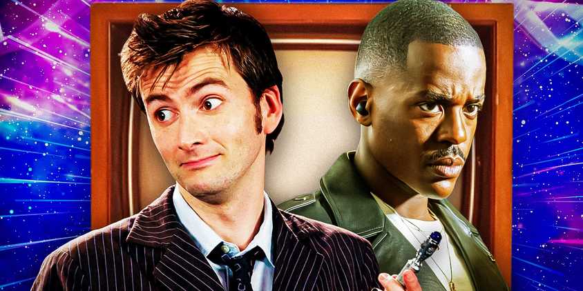 David Tennant and Ncuti Gatwa as the Doctor from Doctor Who stand beside each other on an edited picture