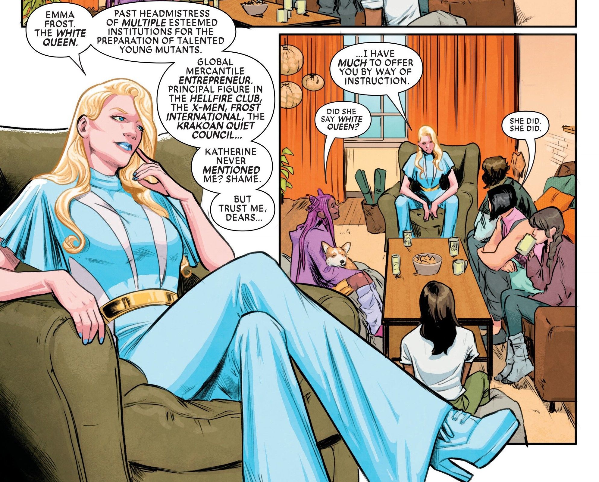 Emma Frost memperkenalkan dirinya pada X-Men yang Luar Biasa