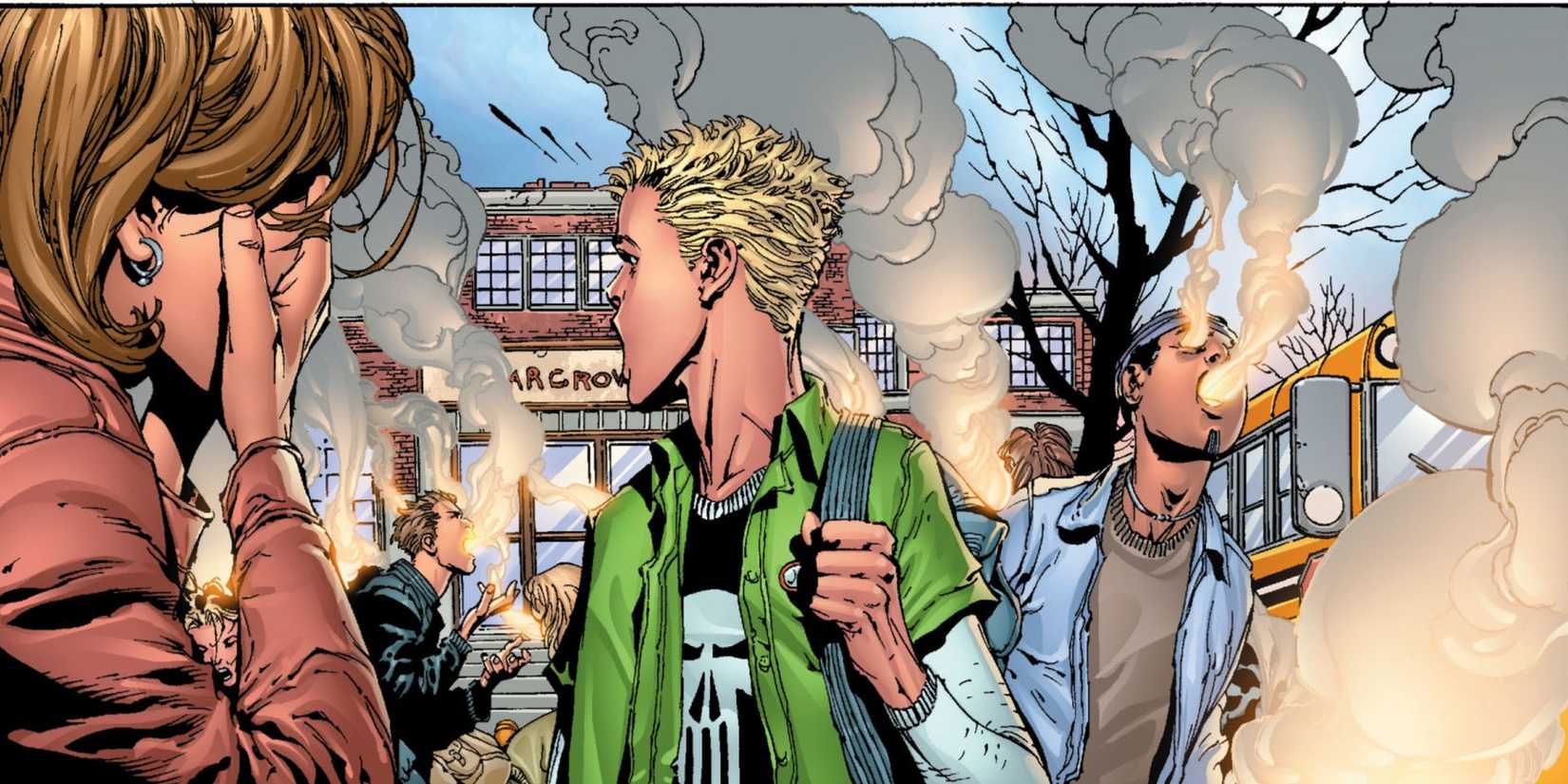 Comic book art: Jesse's classmates die all around him thanks to his powers.
